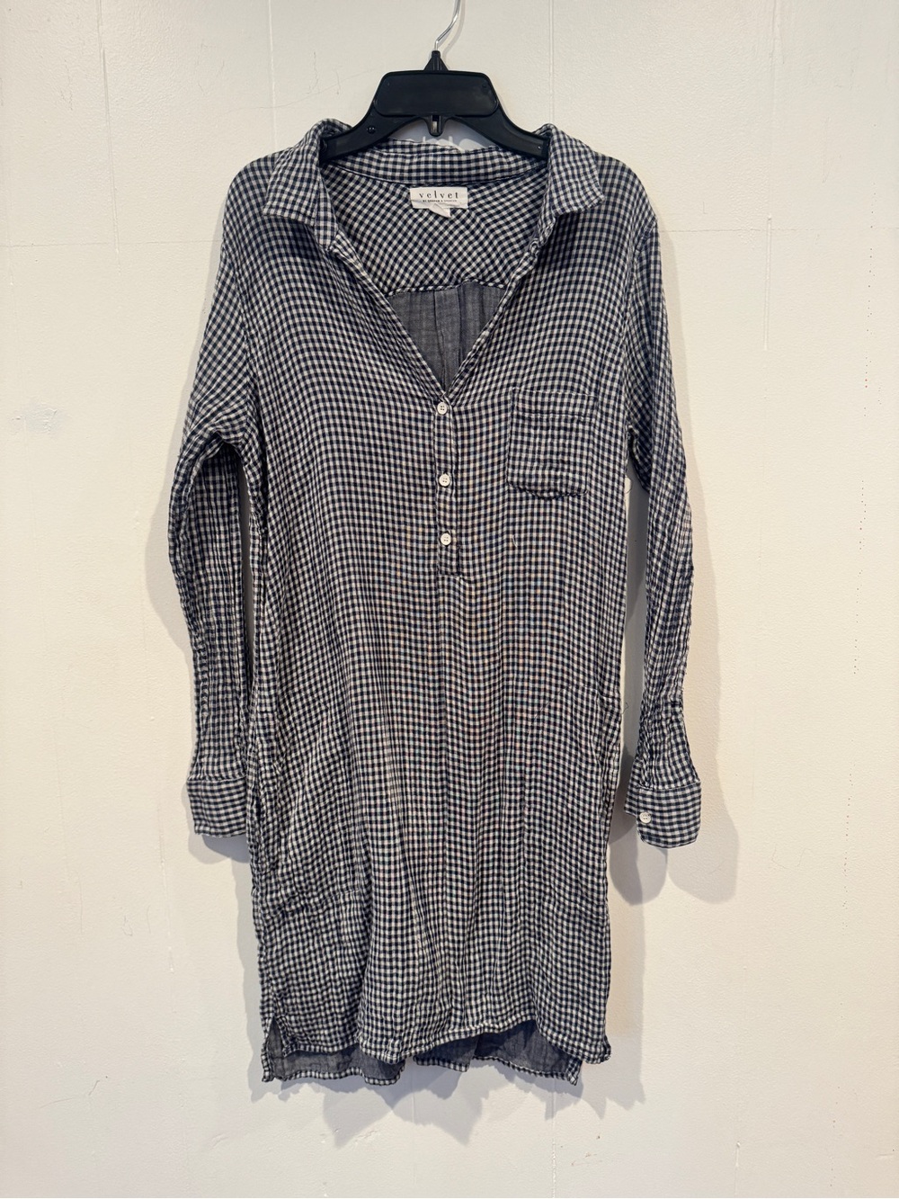 Velvet Heart Navy & White Gingham Shirt Dress